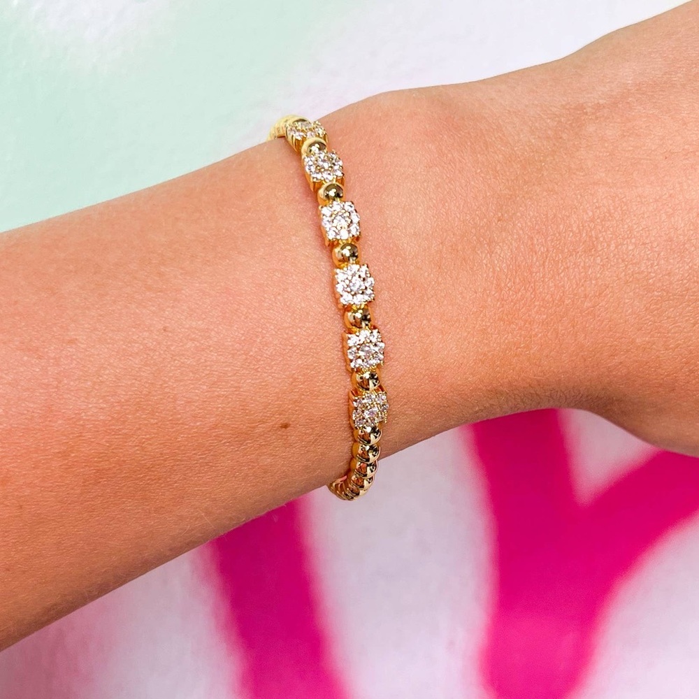 Taylor Shaye Zoe  Diamond Flower Gold Bracelets